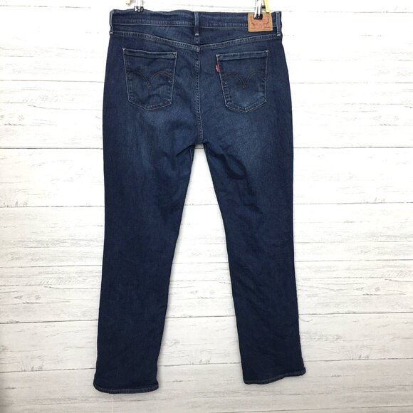 Levi's 505 Women's Straight Leg Jeans Stretch Dark Wash size 14 length 33" - Picture 3 of 9